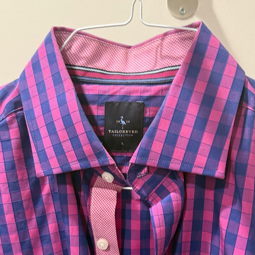 Tailorbyrd Men's Vibrant Pink and Blue Plaid Shirt